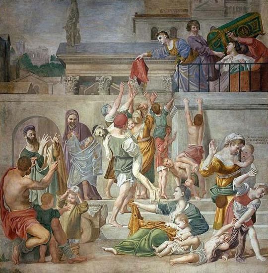 Domenico Zampieri St. Cecilia Distributing Alms, fresco, oil painting image